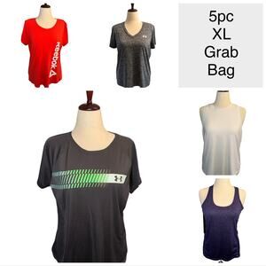 5pc womens XL althetic top grab bag UA Reebok & more